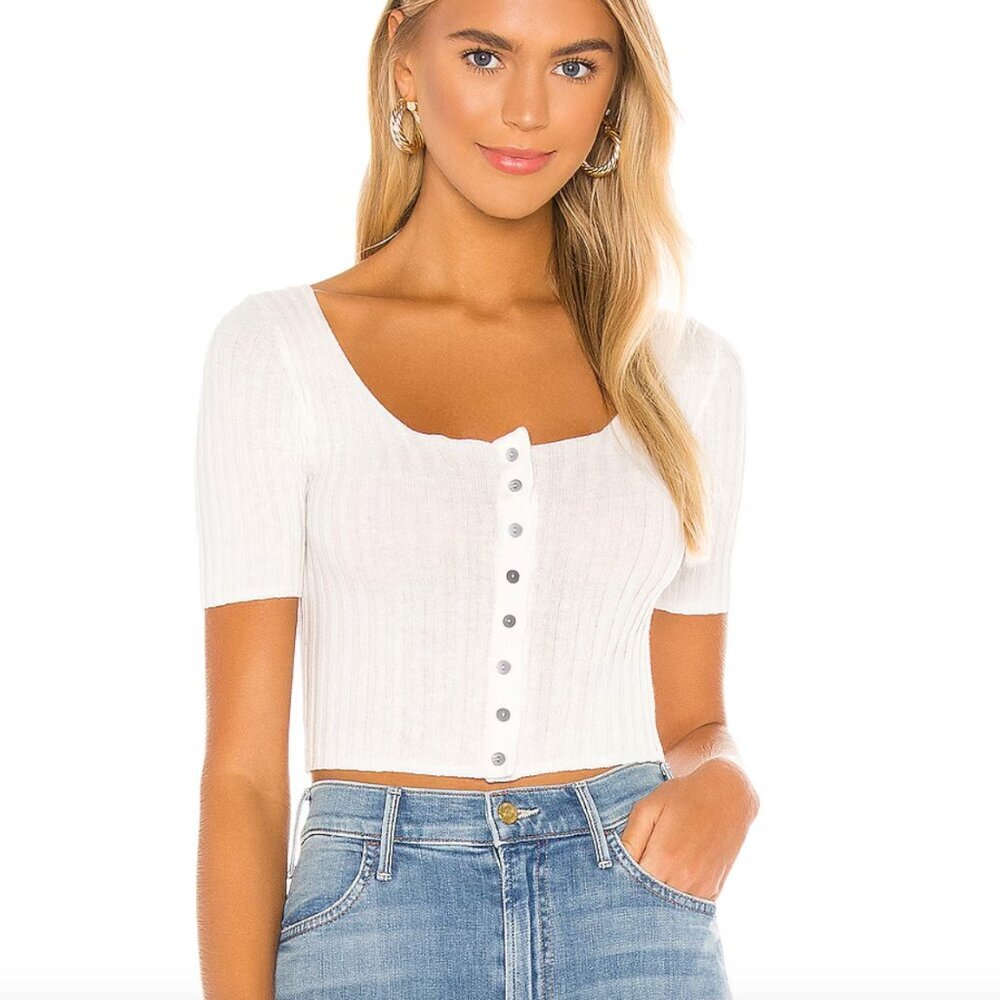 Free People Little Cutie Cardi White crop top